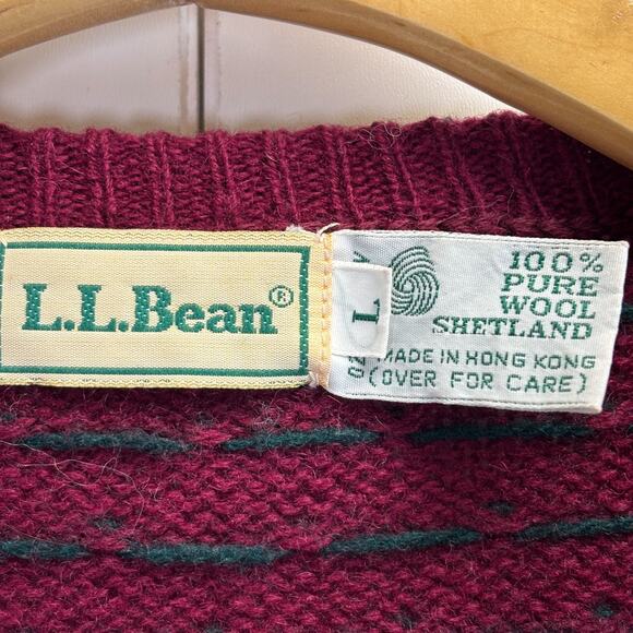 Vintage LL Bean Womens Academia Preppy Birdseye Cardigan Sweater Size L Hipster - Picture 3 of 7